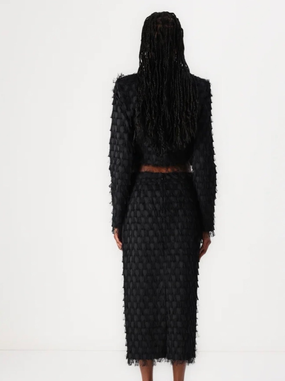Day Birger et Mikkelsen black Fringe Textured Midi Pencil evening Coctail skirt - Picture 2 of 7